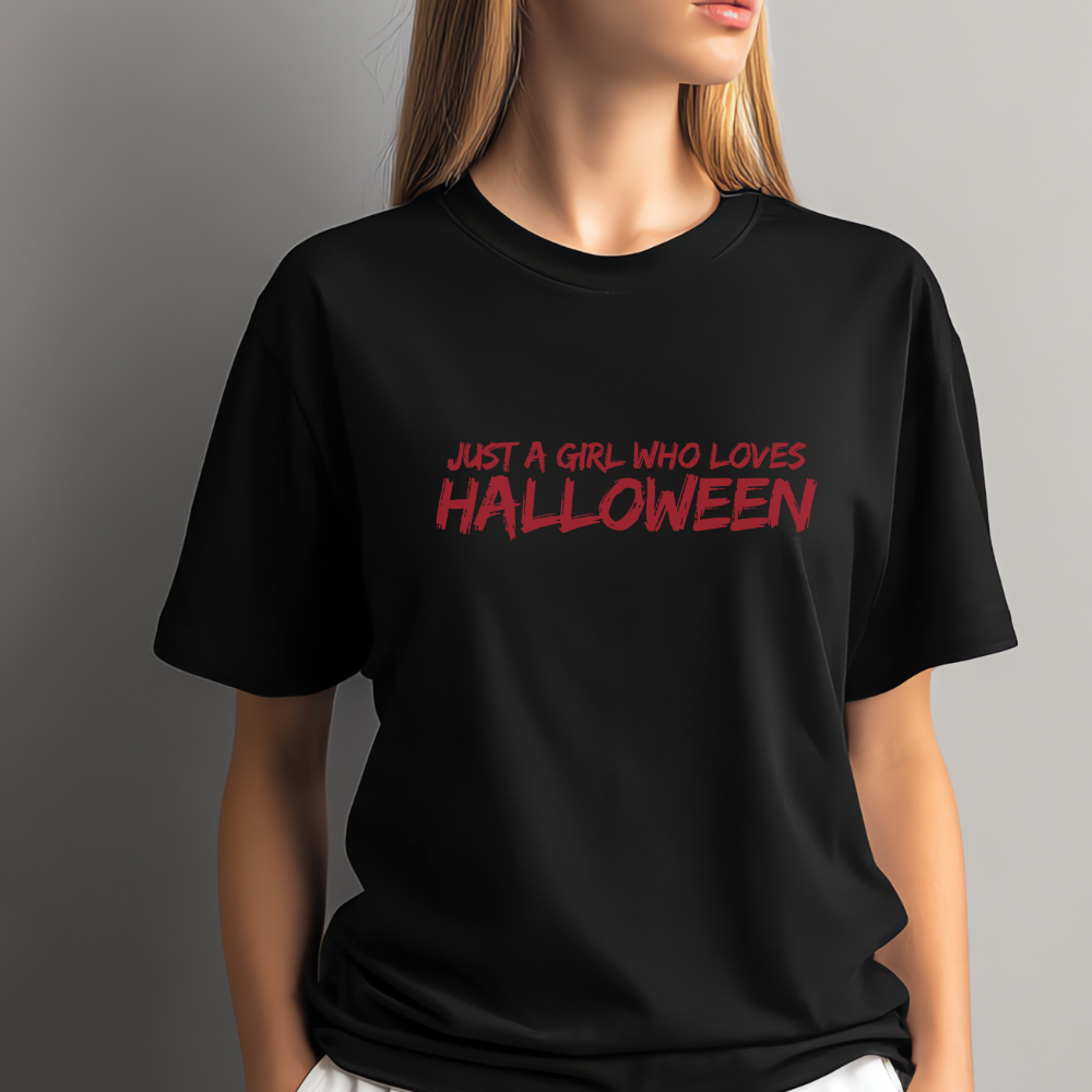 Just a Girl Who Loves Halloween T-Shirt | Cute Halloween Shirt | Spooky Season Tee