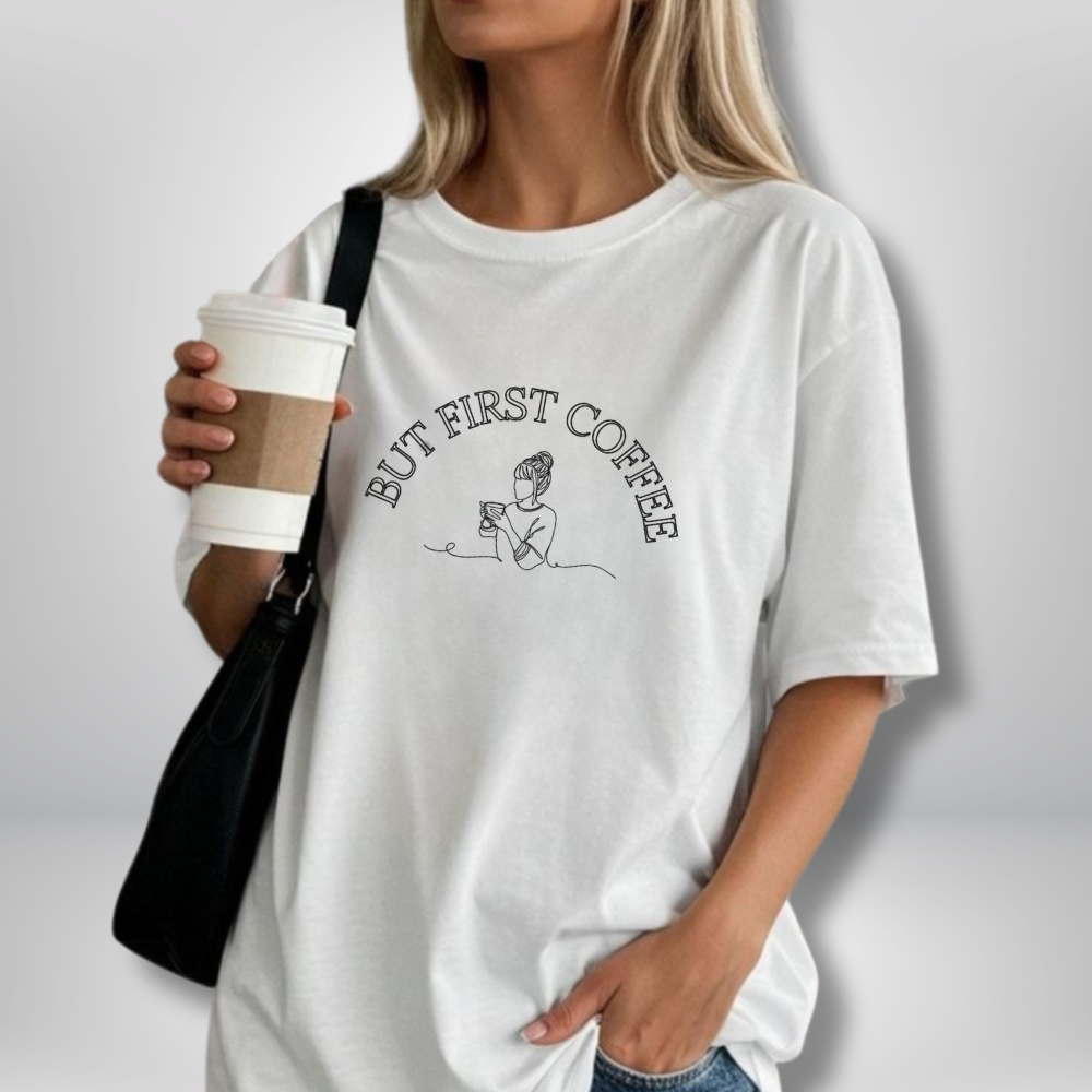 But First Coffee T-Shirt | Funny Coffee Lover Tee | Morning Coffee Shirt | Caffeine Addict Gift | Unisex Softstyle Tee