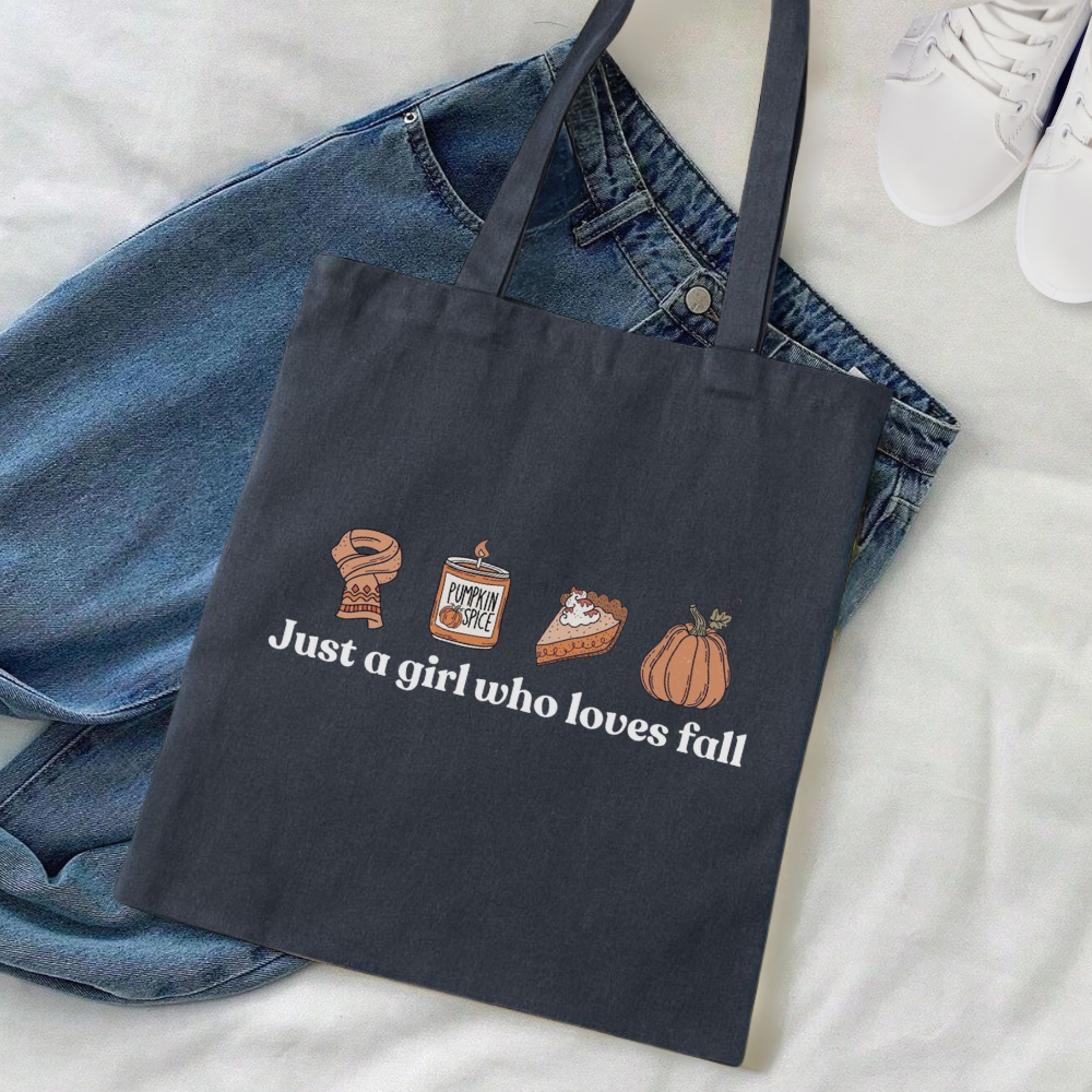 Just a Girl Who Loves Fall Tote | Cute Autumn Canvas Bag | Cozy Seasonal Tote | Gift for Her | Reusable Everyday Bag