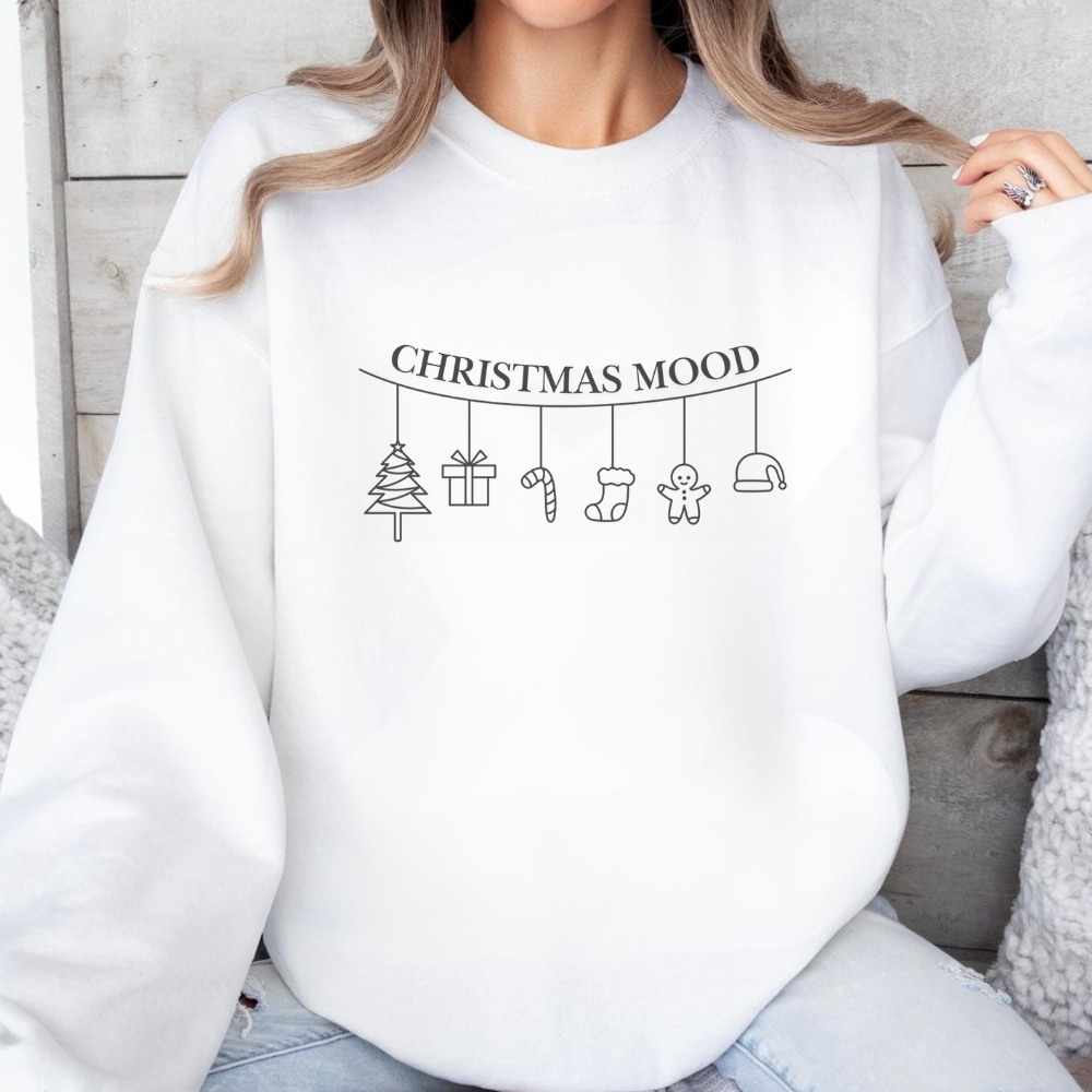 Christmas Mood Minimalist Sweatshirt | Cozy Holiday Crewneck | Simple Aesthetic Christmas Sweater | Neutral Christmas Gift | Festive Minimal Sweatshirt
