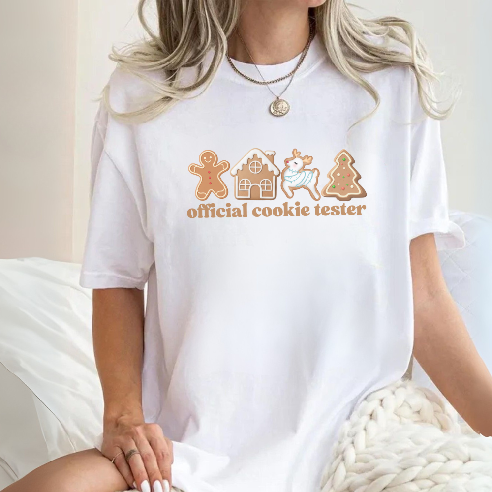 Official Cookie Tester Christmas T-Shirt | Cute Holiday Baking Tee | Funny Christmas Shirt | Christmas Cookie Lover Gift | Festive Family Matching Tee