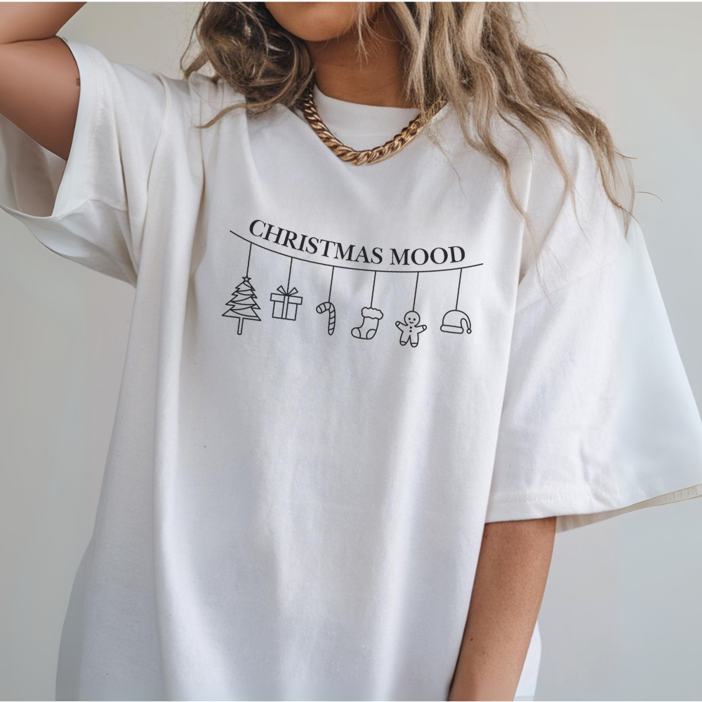 Christmas Mood Minimalist T-Shirt | Simple Holiday Tee | Aesthetic Christmas Shirt | Neutral Festive Outfit | Cozy Christmas Gift for Her