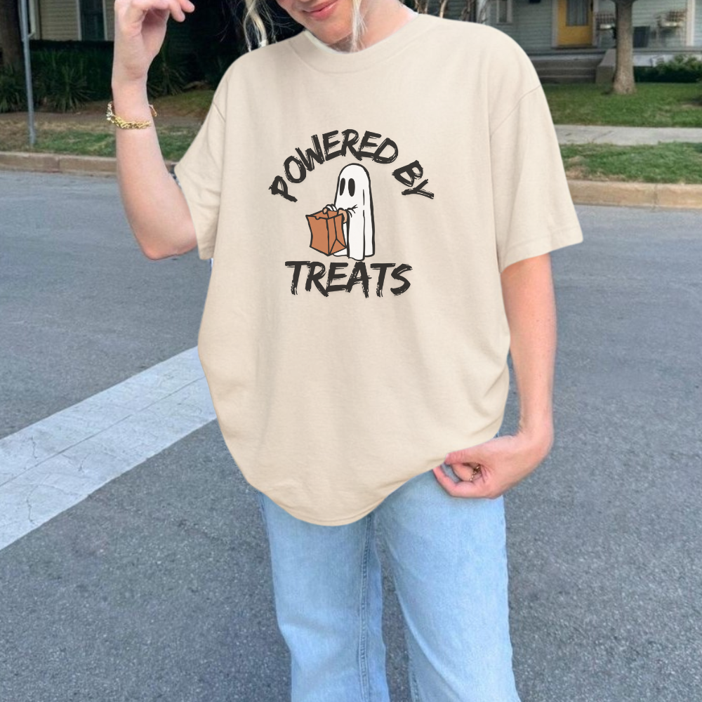 Powered by Treats Halloween T-Shirt 🎃 Funny Spooky Tee