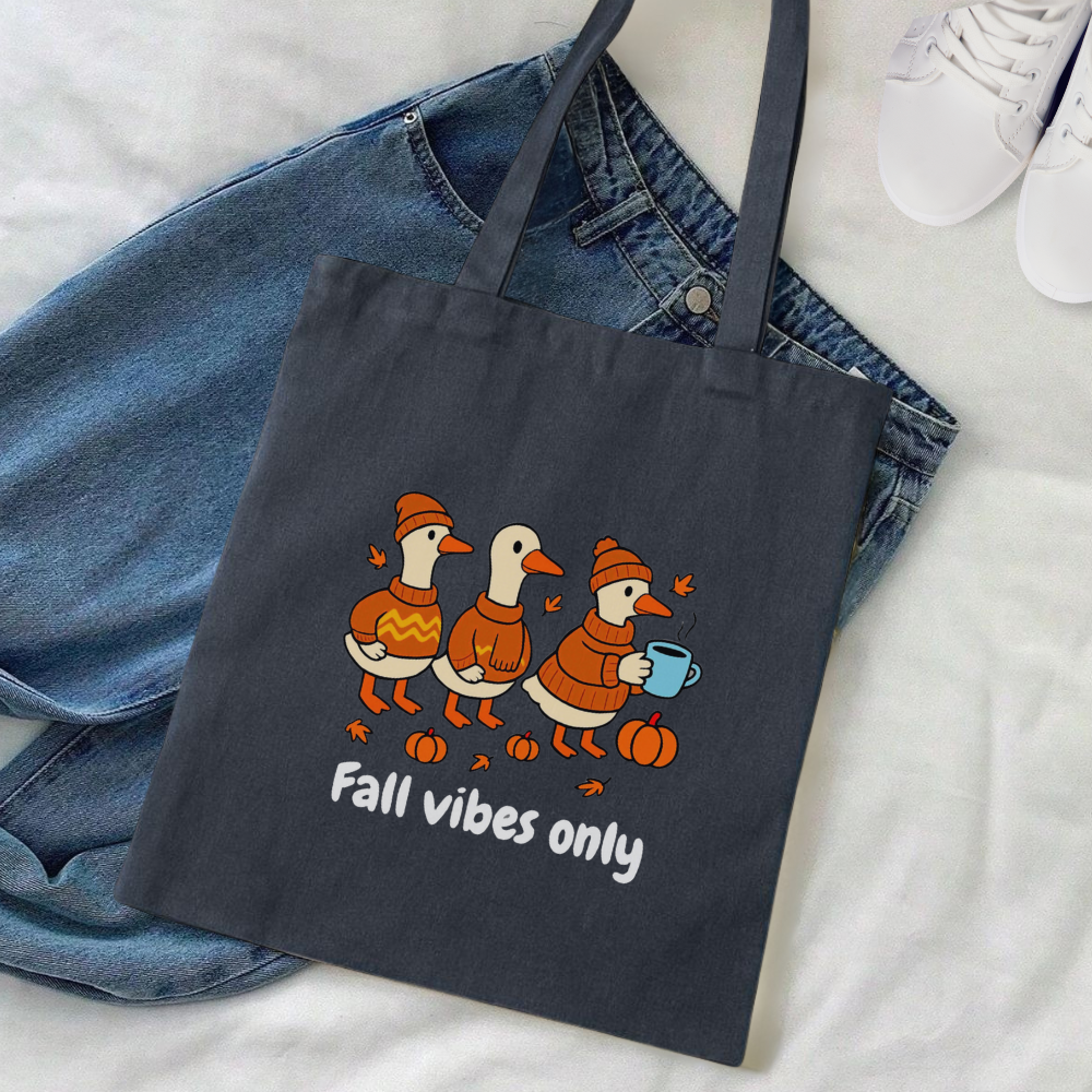 Fall Vibes Cute Goose Tote Bag | Autumn Canvas Bag | Cozy Seasonal Bag | Gift for Her | Reusable Everyday Tote