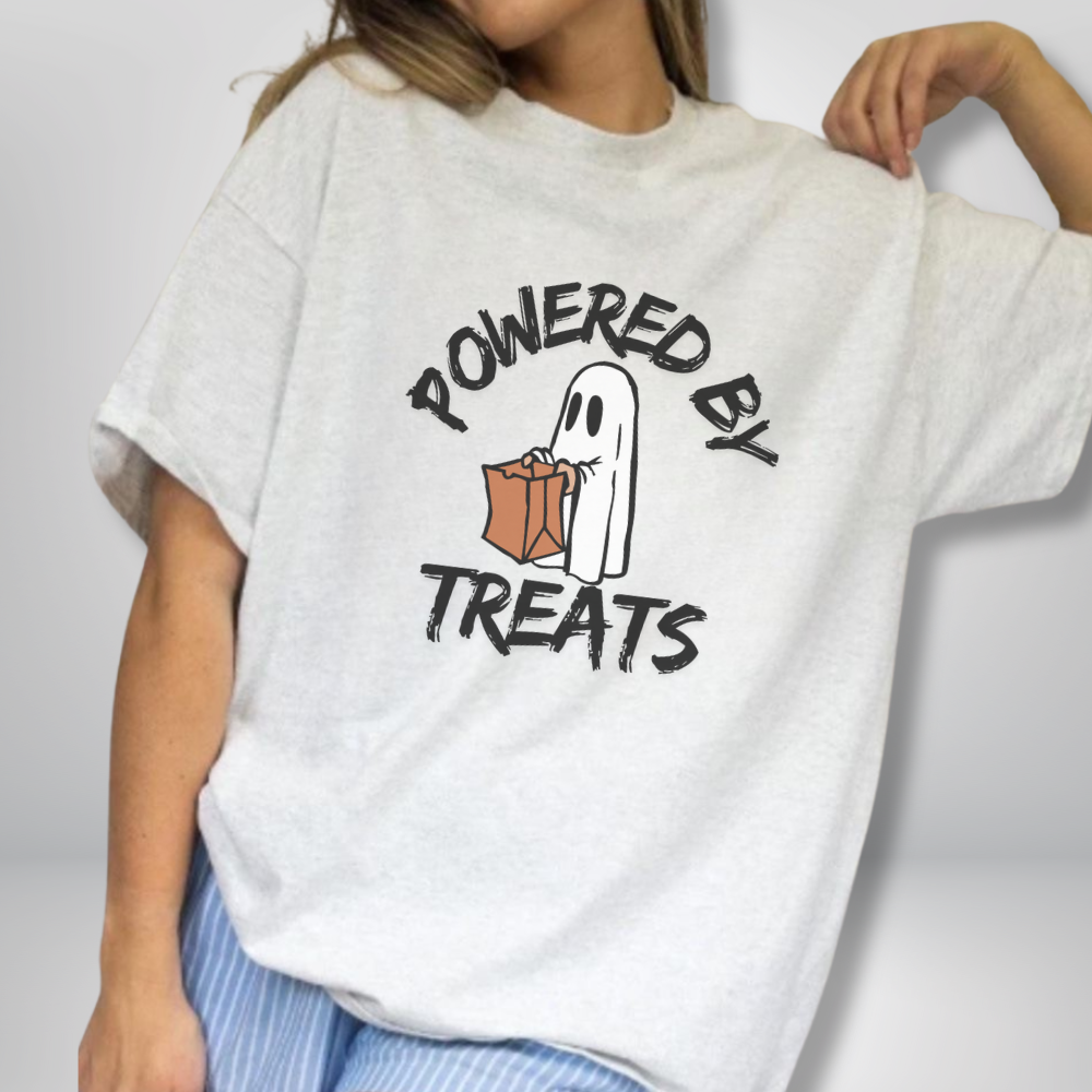 Powered by Treats Halloween T-Shirt 🎃 Funny Spooky Tee