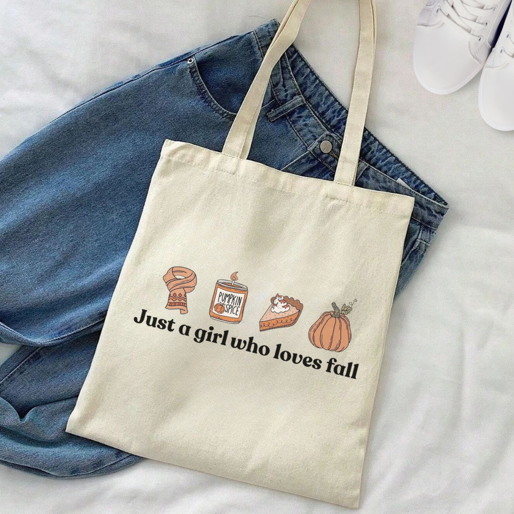 Just a Girl Who Loves Fall Tote | Cute Autumn Canvas Bag | Cozy Seasonal Tote | Gift for Her | Reusable Everyday Bag