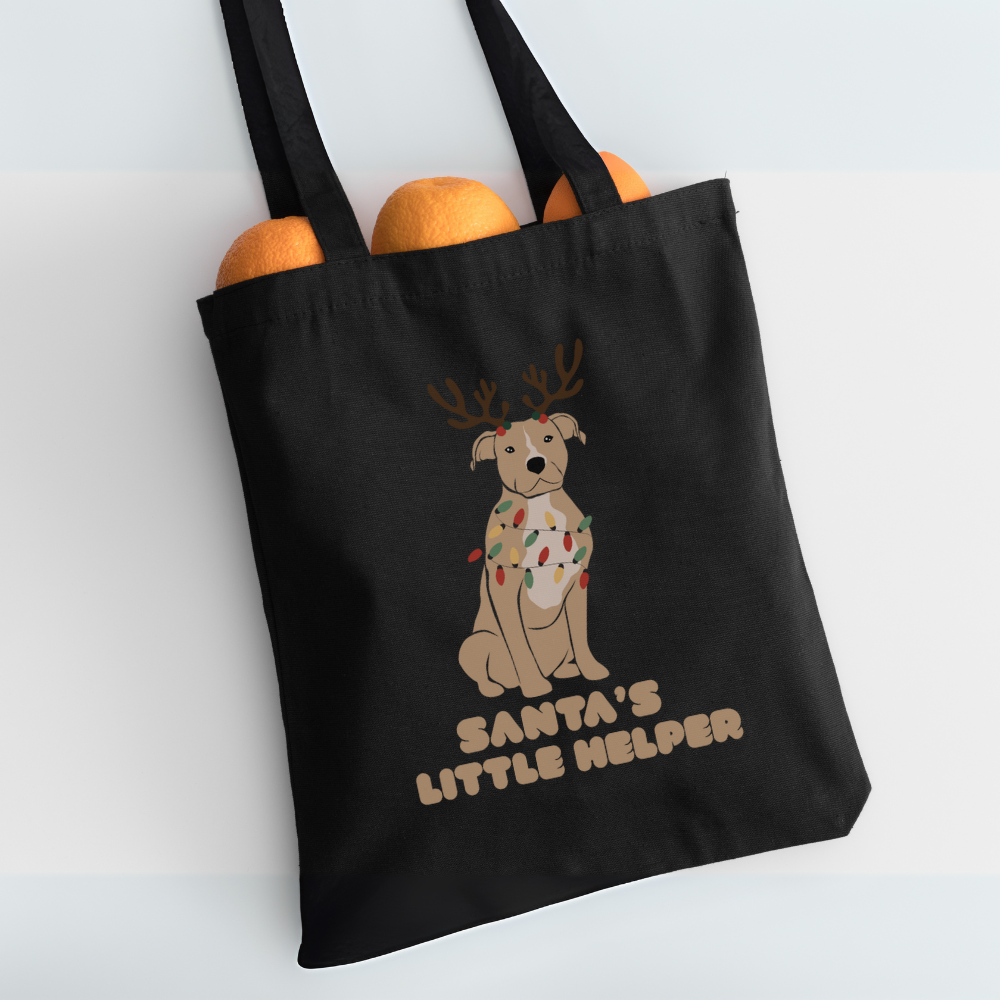 Santa’s Little Helper Tote Bag | Cute Christmas Dog Reindeer | Holiday Gift Eco Friendly Bag