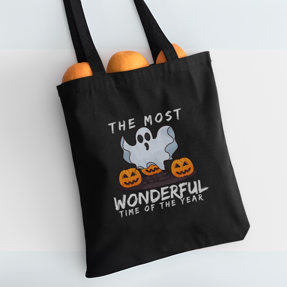 The Most Wonderful Time of the Year Halloween Tote Bag | Cute Ghost & Pumpkin Reusable Trick or Treat Bag