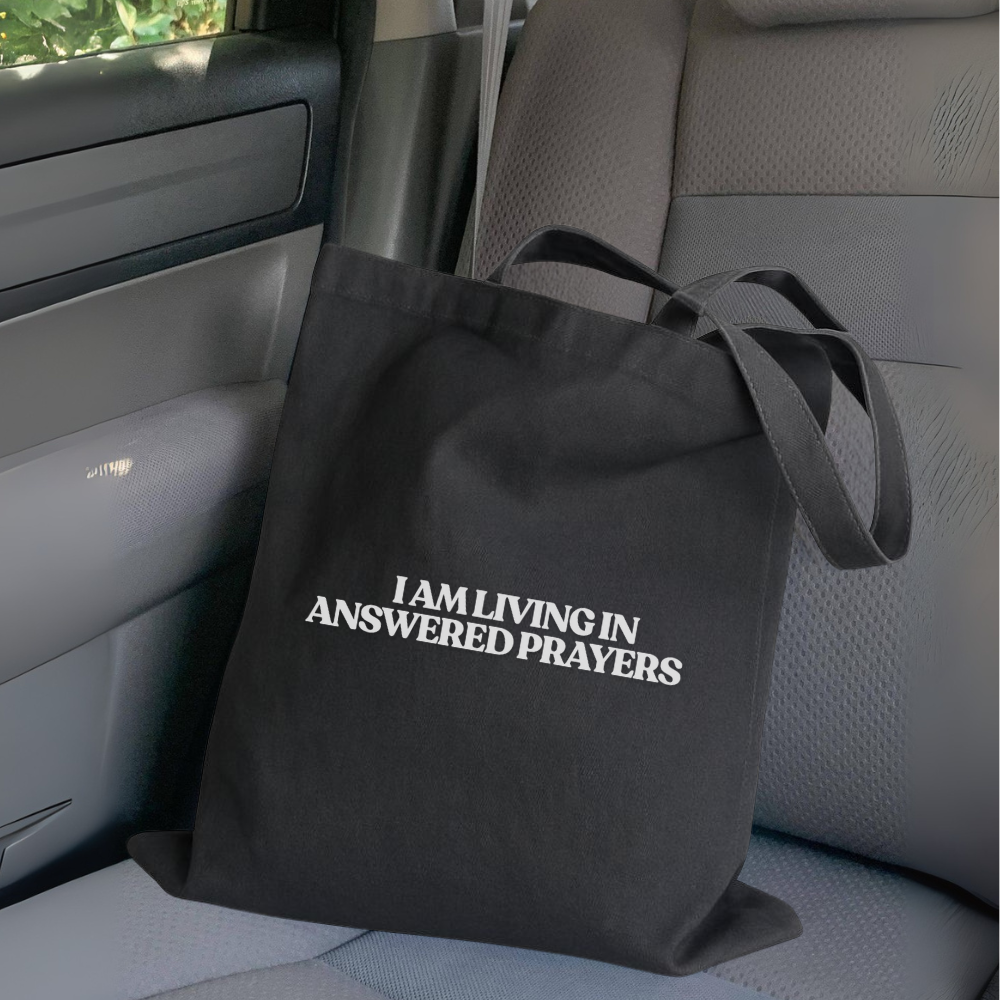 I Am Living in Answered Prayers Tote | Inspirational Canvas Bag | Faith Quote Tote | Gift for Her | Reusable Everyday Tote