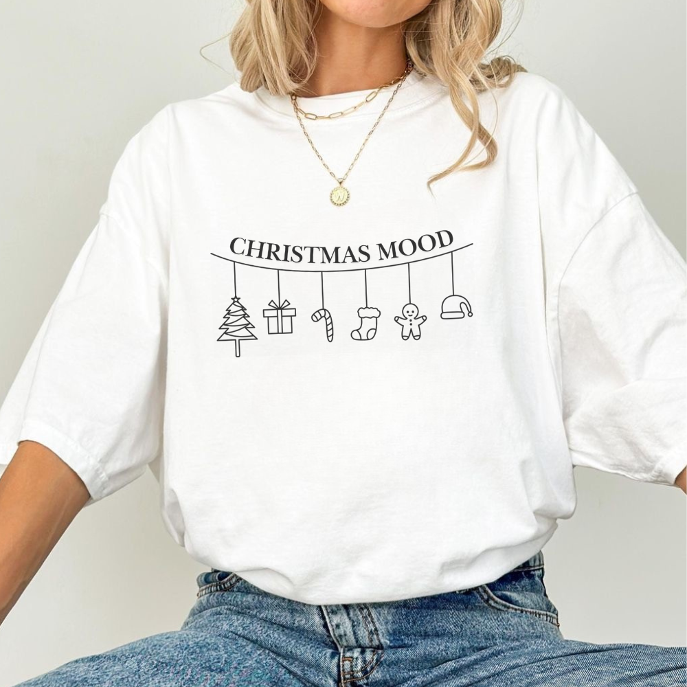 Christmas Mood Minimalist T-Shirt | Simple Holiday Tee | Aesthetic Christmas Shirt | Neutral Festive Outfit | Cozy Christmas Gift for Her