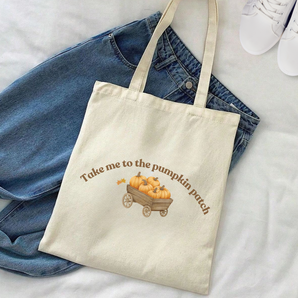 Take Me to the Pumpkin Patch Tote | Cute Fall Canvas Bag | Autumn Harvest Tote | Gift for Her | Reusable Everyday Tote