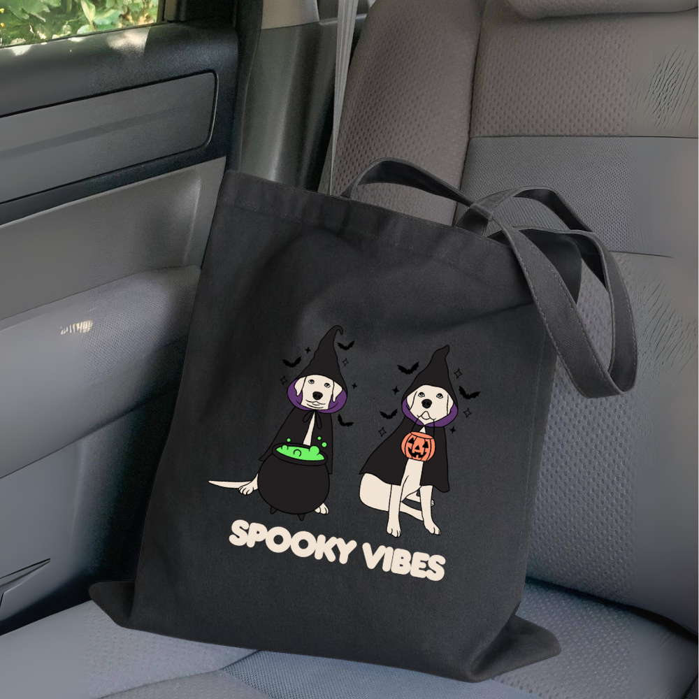 Spooky Vibes Tote Bag | Cute Halloween Dog Tote | Funny Spooky Season Bag | Reusable Trick or Treat Tote