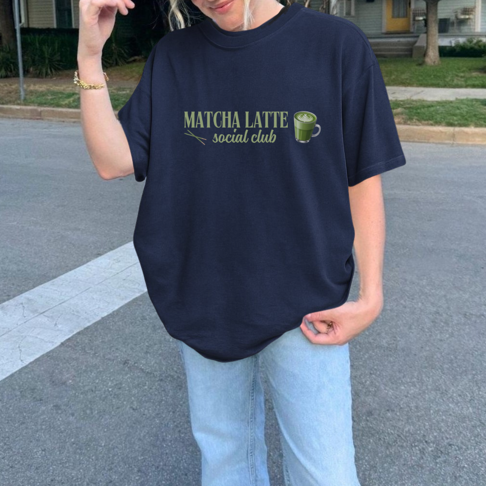 Matcha Latte Social Club T-Shirt | Cute Tea & Matcha Lover Tee | Trendy Café Graphic Shirt | Gift for Her | Unisex Soft Tee