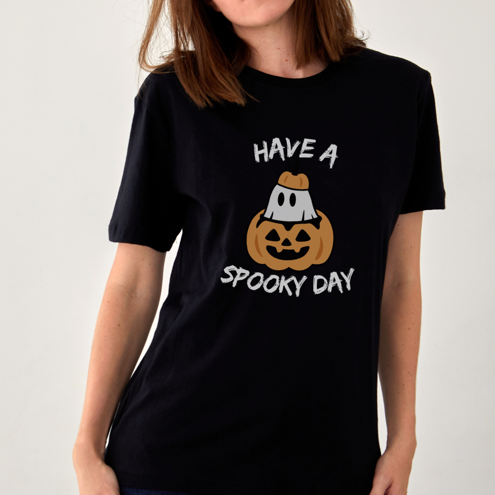 Have a Spooky Day Halloween T-Shirt | Cute Ghost & Pumpkin Fall Tee