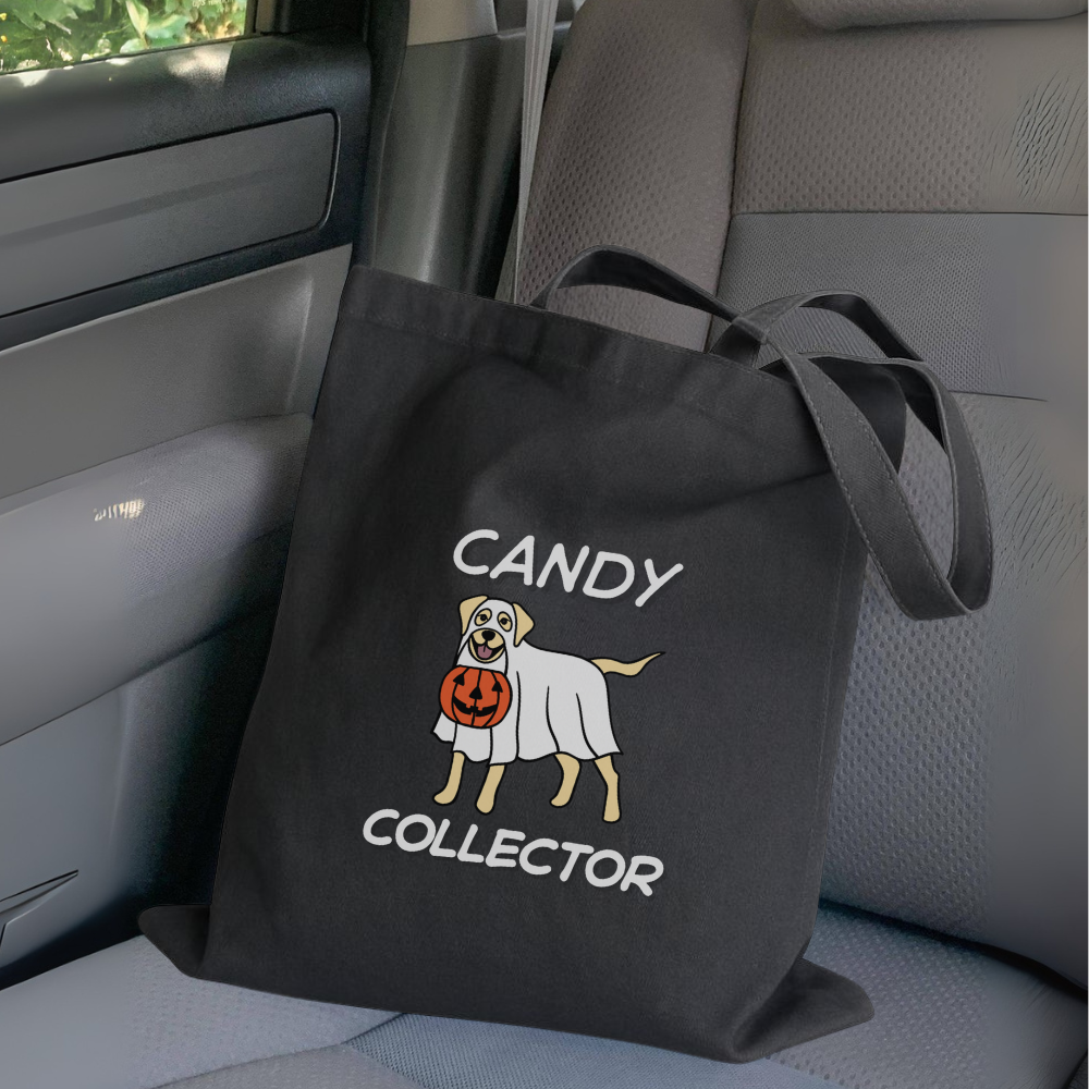 Candy Collector Tote Bag | Cute Ghost Dog Halloween Trick or Treat Bag | Spooky Season Reusable Tote | Dog Lover Gift