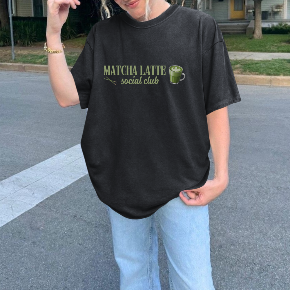 Matcha Latte Social Club T-Shirt | Cute Tea & Matcha Lover Tee | Trendy Café Graphic Shirt | Gift for Her | Unisex Soft Tee